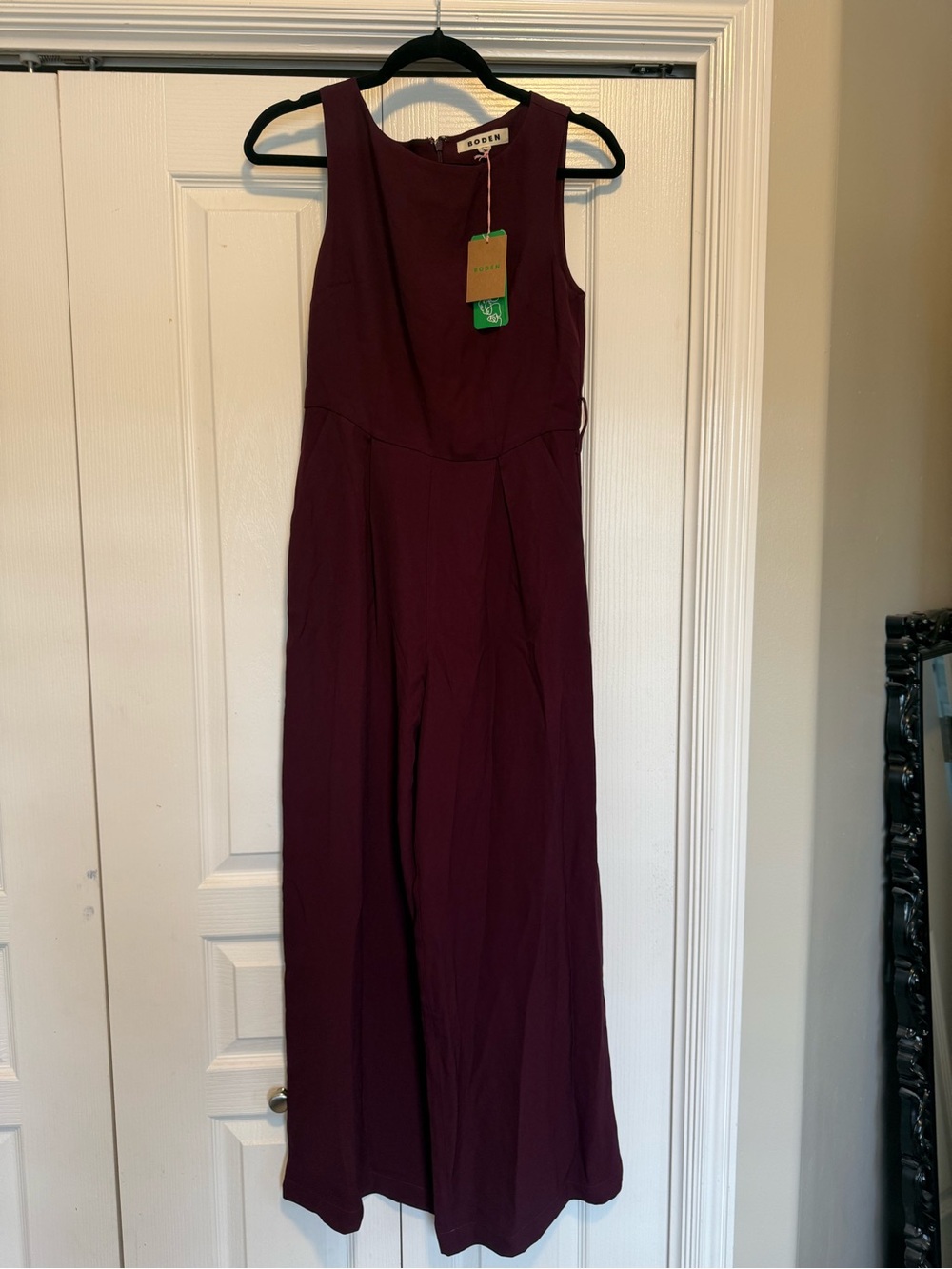 Boden Sleeveless Wide-Leg Jumpsuit in Deep Wine